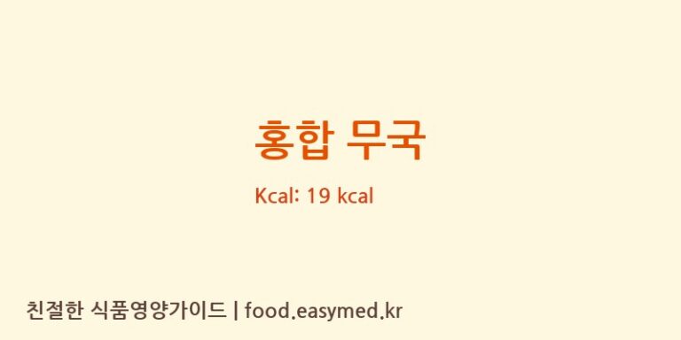 홍합 무국 영양성분 (칼로리, 단백질, 나트륨)
