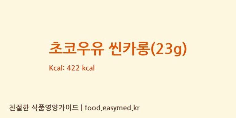 초코우유 씬카롱(23g) 칼로리 및 주요 영양소 분석 ((에이치에스디저트)HSDessert)