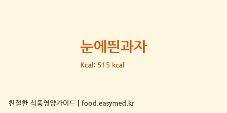 눈에띈과자 칼로리 및 주요 영양소 분석 ((주)명품정항우케익)