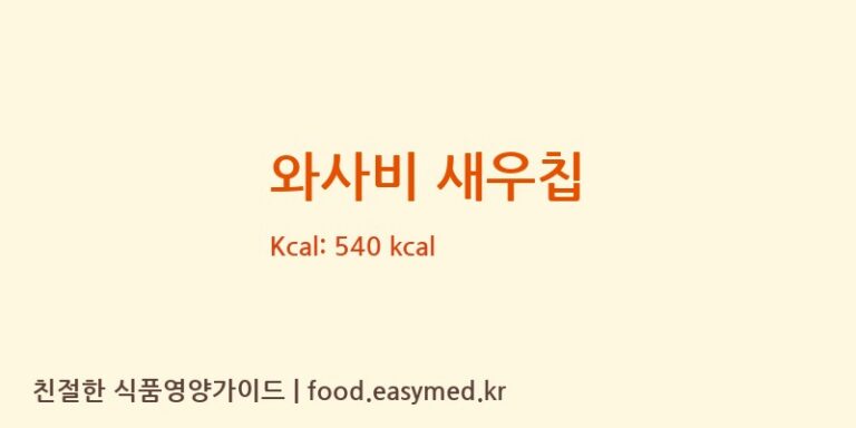 와사비 새우칩 칼로리 및 주요 영양소 분석 (주식회사 윈푸드)