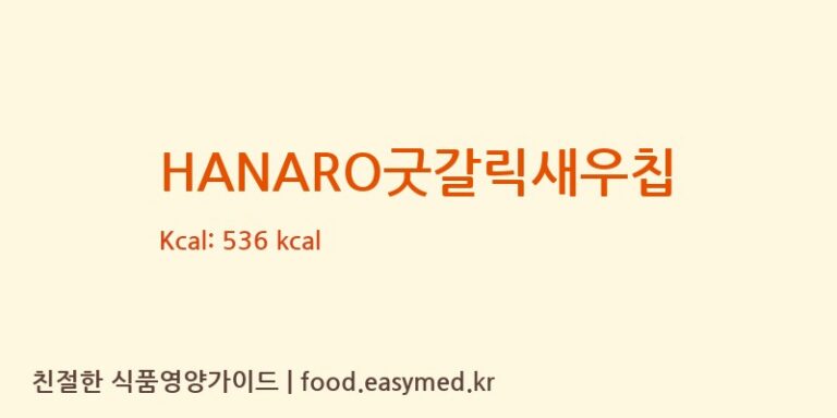 HANARO굿갈릭새우칩 칼로리 및 주요 영양소 분석 (미찌푸드 주식회사)