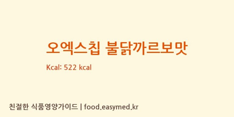 오엑스칩 불닭까르보맛 칼로리 및 주요 영양소 분석 ((주)에스디씨)