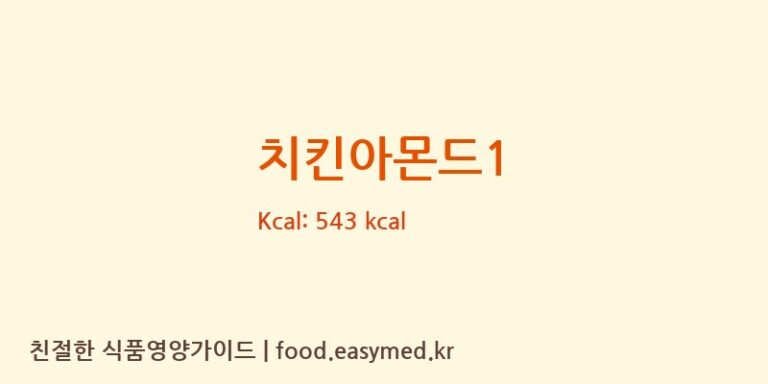 치킨아몬드1 칼로리 및 주요 영양소 분석 ((주)선해수산 익산드림캠퍼스)