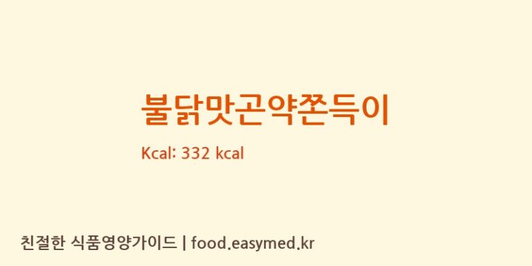 불닭맛곤약쫀득이 칼로리 및 주요 영양소 분석 (정이푸드)