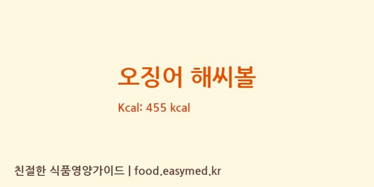 오징어 해씨볼 칼로리 및 주요 영양소 분석 ((주)우농)