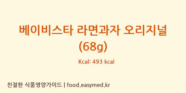 베이비스타 라면과자 오리지널 (68g) 칼로리 및 주요 영양소 분석 (THEOYATSUCOMPANYTAIWANLIMITED)