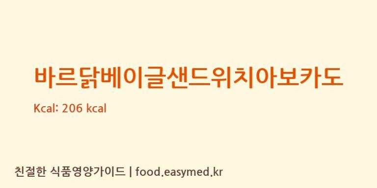 [코리아식품주식회사] 바르닭베이글샌드위치아보카도 영양성분 (칼로리, 단백질, 나트륨)