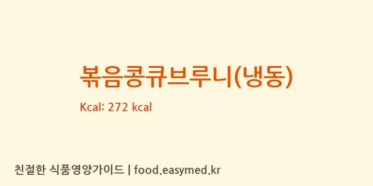 볶음콩큐브루니(냉동) 칼로리 및 주요 영양소 분석 (주식회사수버킷)