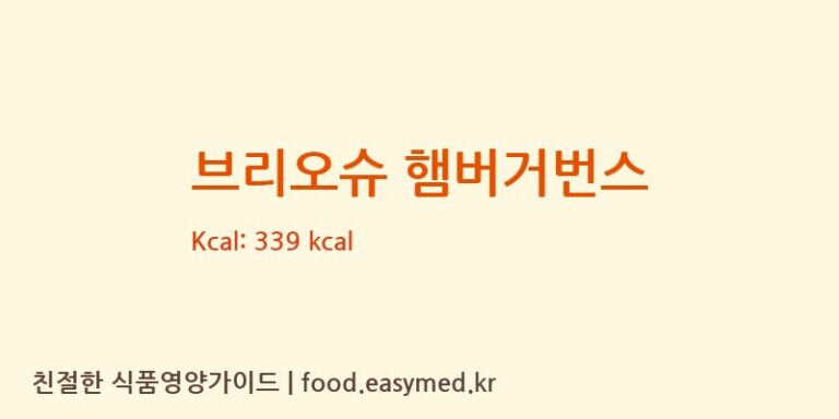 [㈜푸드코아] 브리오슈 햄버거번스 영양성분 (칼로리, 단백질, 나트륨)
