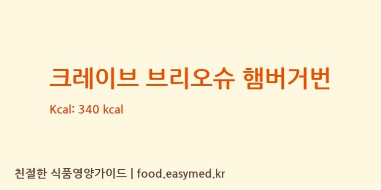 [구스F&B(주) 3공장] 크레이브 브리오슈 햄버거번 다이어트 영양 정보 (당류, 단백질)