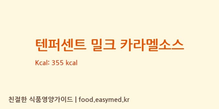 텐퍼센트 밀크 카라멜소스 칼로리 및 주요 영양소 분석 (농업회사법인데이웰(주))