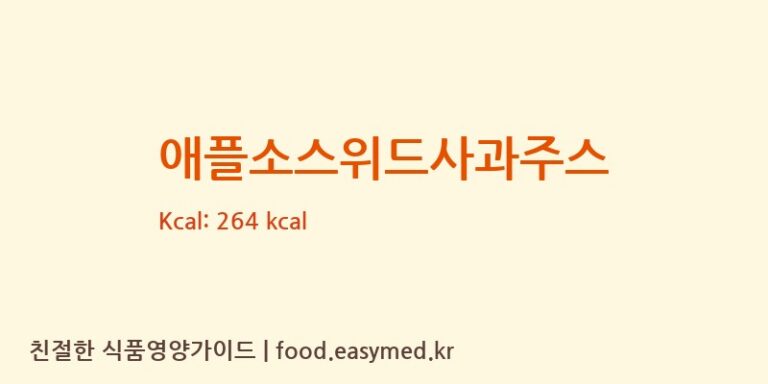애플소스위드사과주스 영양성분 (칼로리, 단백질, 나트륨)