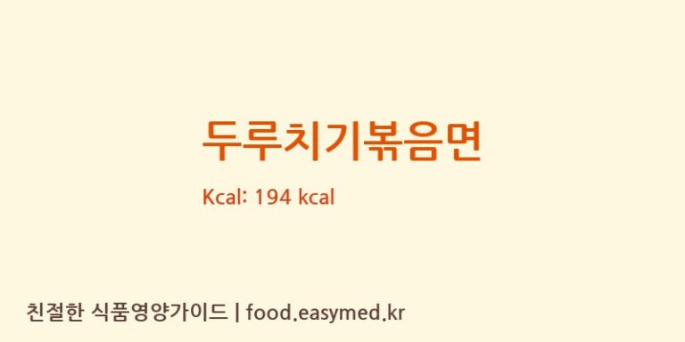 [칠갑농산㈜] 두루치기볶음면 영양성분 (칼로리, 단백질, 나트륨)