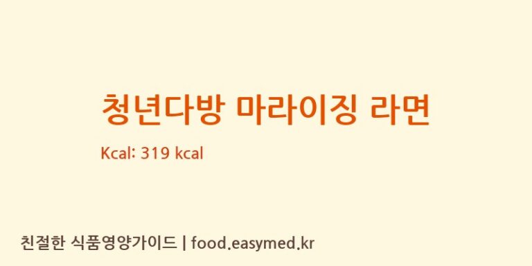 청년다방 마라이징 라면 칼로리 및 주요 영양소 분석 (HENANYONGCHANGAGRICULTURALTECHNOLOGYCO.,LTD)