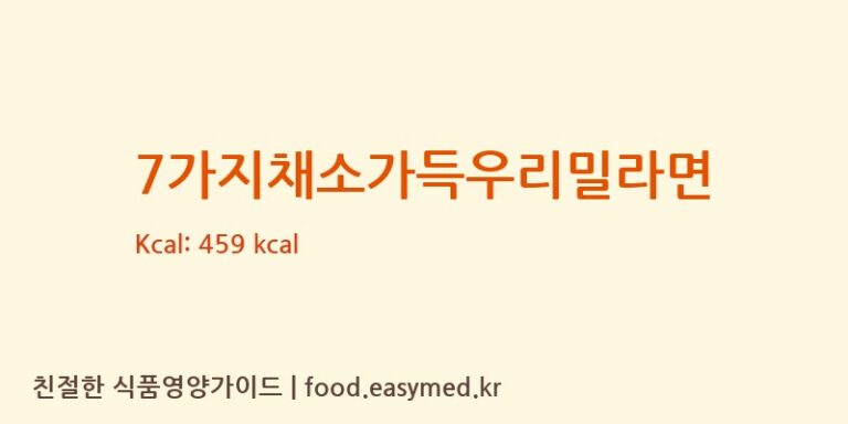 [㈜새롬식품] 7가지채소가득우리밀라면 영양성분 (칼로리, 단백질, 나트륨)