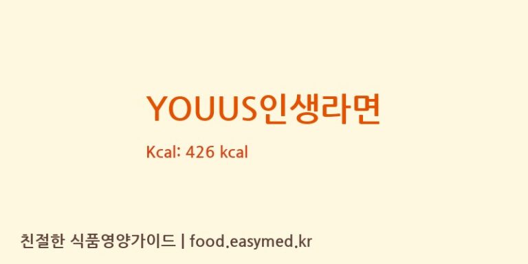 YOUUS인생라면 칼로리 및 주요 영양소 분석 (삼양식품(주))