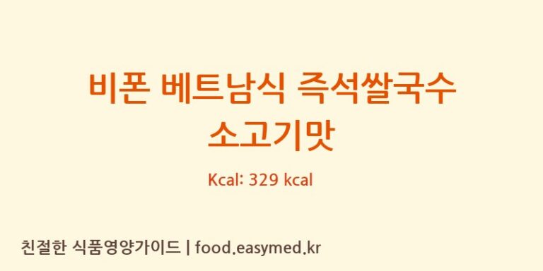 [VIETNAM FOOD INDUSTRIES JOINT STOCK COMPANY] 비폰 베트남식 즉석쌀국수 소고기맛 영양성분 (칼로리, 단백질, 나트륨)