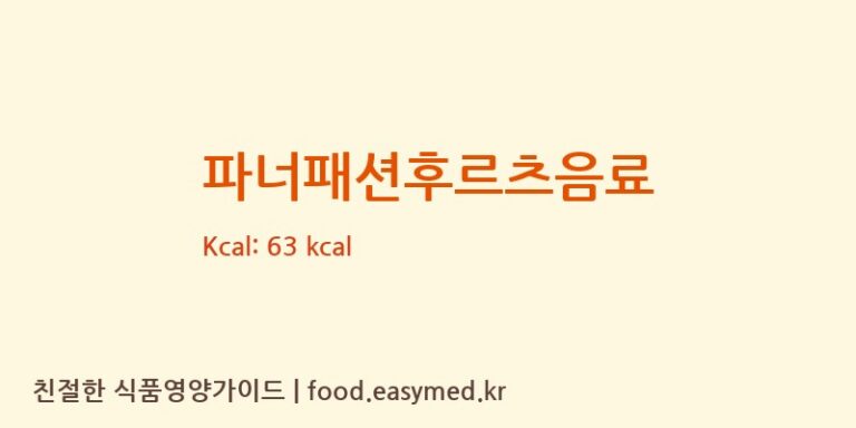 파너패션후르츠음료 영양성분 (칼로리, 단백질, 나트륨)