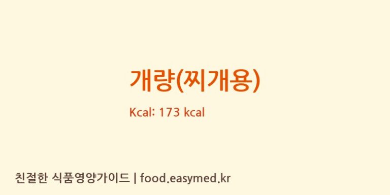 개량(찌개용) 영양성분 (칼로리, 단백질, 나트륨)