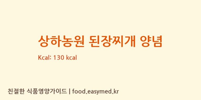 상하농원 된장찌개 양념 칼로리 및 주요 영양소 분석 (상하농원(유)발효공방)