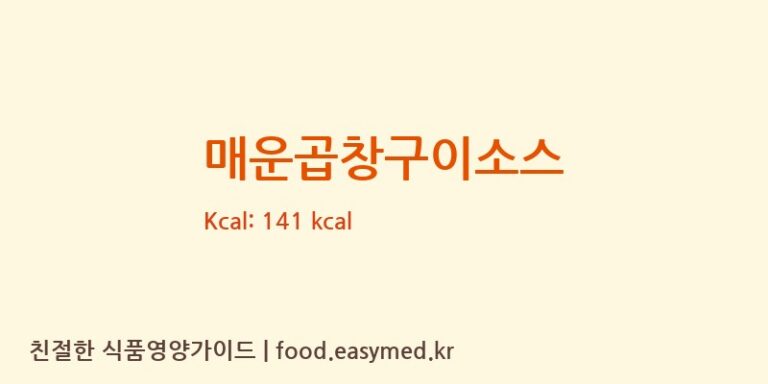 매운곱창구이소스 칼로리 및 주요 영양소 분석 (푸드맛제작소)