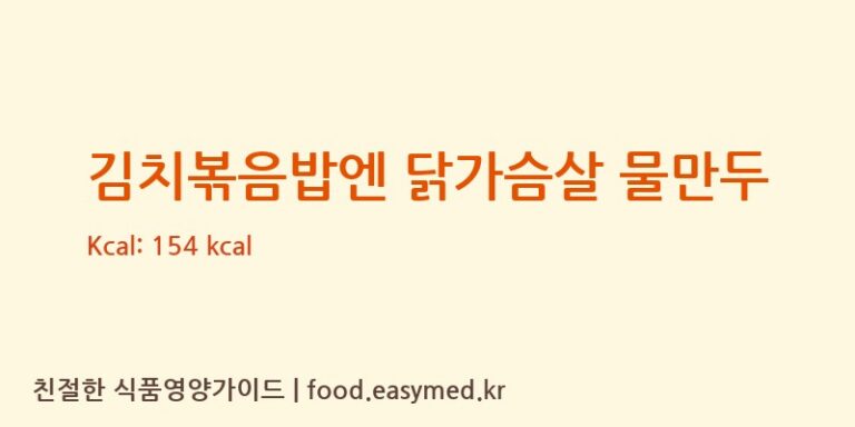김치볶음밥엔 닭가슴살 물만두 칼로리 및 주요 영양소 분석 (농업회사법인(주)별담푸드)