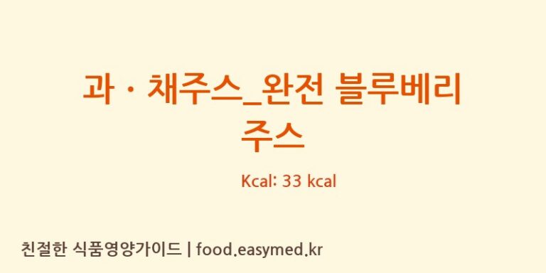 [빽다방] 과ㆍ채주스_완전 블루베리 주스 영양성분 (칼로리, 단백질, 나트륨)