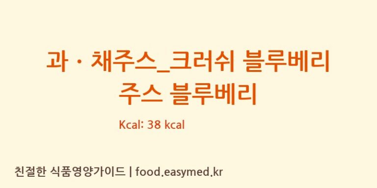[드롭탑] 과ㆍ채주스_크러쉬 블루베리 주스 블루베리 다이어트 영양 정보 (당류, 단백질)