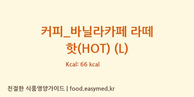 [투썸플레이스] 커피_바닐라카페 라떼 핫(HOT) (L) 영양성분 (칼로리, 단백질, 나트륨)