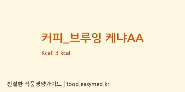 커피_브루잉 케냐AA 칼로리 및 주요 영양소 분석 (탐앤탐스)
