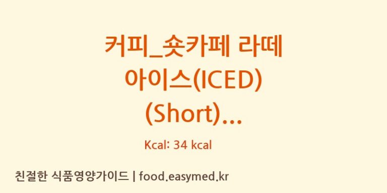 [투썸플레이스] 커피_숏카페 라떼 아이스(ICED) (Short) 다이어트 영양 정보 (당류, 단백질)