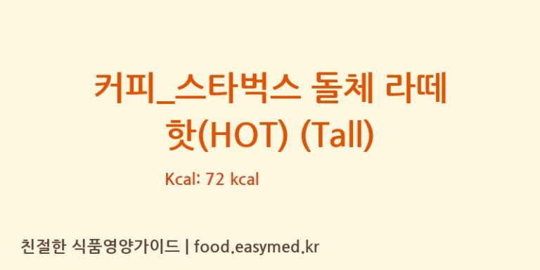 [스타벅스] 커피_스타벅스 돌체 라떼 핫(HOT) (Tall) 다이어트 영양 정보 (당류, 단백질)