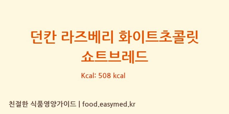 던칸 라즈베리 화이트초콜릿 쇼트브레드 칼로리 및 주요 영양소 분석 (DUNCANSOFDEESIDELTD)