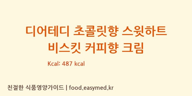 디어테디 초콜릿향 스윗하트 비스킷 커피향 크림 칼로리 및 주요 영양소 분석 (VARIETY FOODS INTERNATIONAL CO.,LTD)