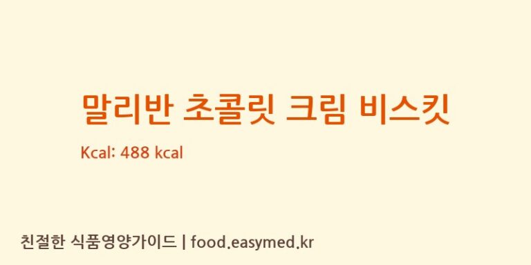 말리반 초콜릿 크림 비스킷 칼로리 및 주요 영양소 분석 (MALIBAN BISCUIT MANUFACTORIES(PRIVATE)LTD)