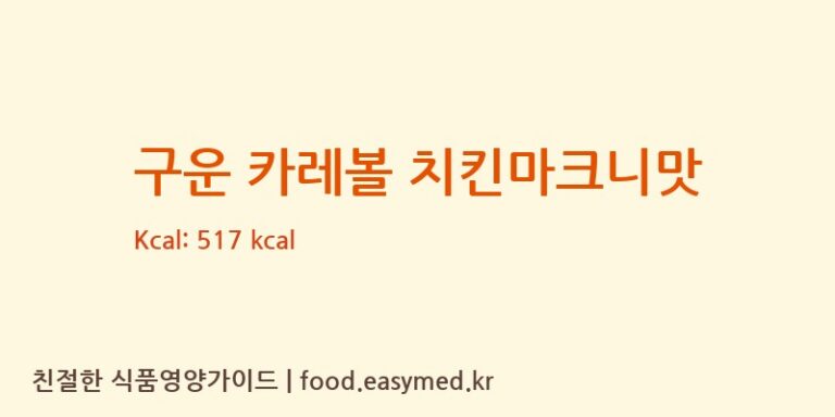 구운 카레볼 치킨마크니맛 칼로리 및 주요 영양소 분석 (해태가루비㈜)