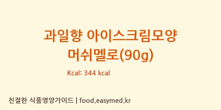 과일향 아이스크림모양 머쉬멜로(90g) 칼로리 및 주요 영양소 분석 (GUANGDONGJCFOODCO.,LTD)