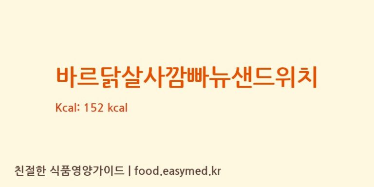 바르닭살사깜빠뉴샌드위치 칼로리 및 주요 영양소 분석 (주식회사제이피푸드)