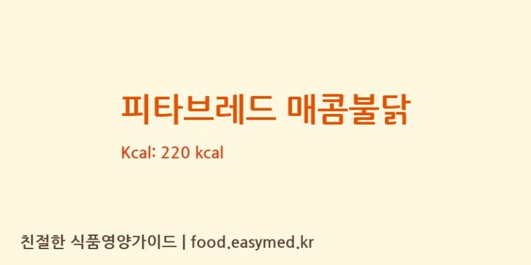 [(주)닥터브레드] 피타브레드 매콤불닭 영양성분 (칼로리, 단백질, 나트륨)