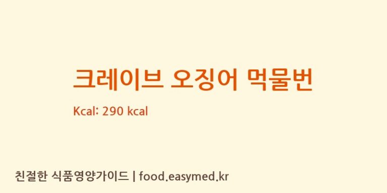 크레이브 오징어 먹물번 칼로리 및 주요 영양소 분석 (구스F&B(주) 3공장)