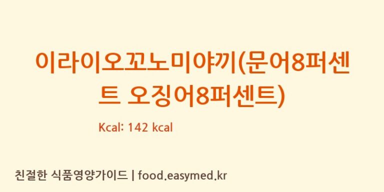 [WENDENG HAIAN AQUATIC FOODSTUFF CO.,LTD] 이라이오꼬노미야끼(문어8퍼센트 오징어8퍼센트) 영양성분 (칼로리, 단백질, 나트륨)