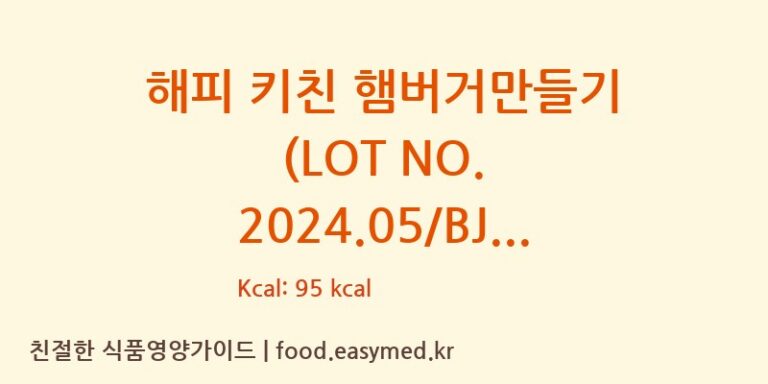 해피 키친 햄버거만들기 (LOT NO. 2024.05/BJ) 칼로리 및 주요 영양소 분석 (KRACIE LTD. TAKATSUKI DAI-ICHI FACTORY)