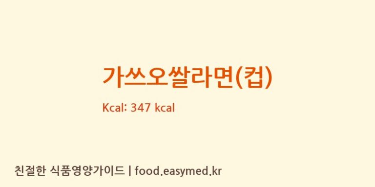 가쓰오쌀라면(컵) 칼로리 및 주요 영양소 분석 (주식회사 미주웰빙푸드)