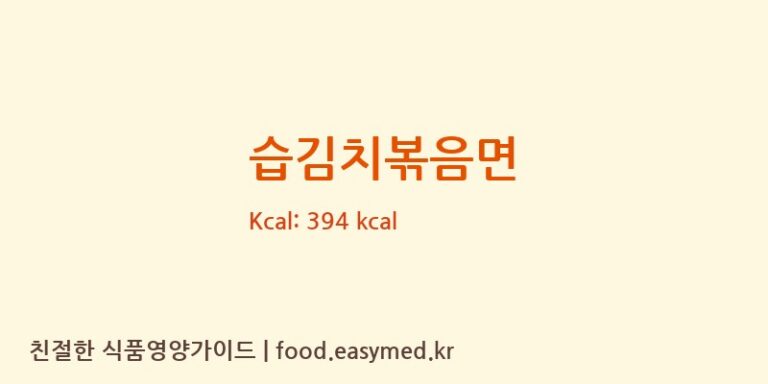 습김치볶음면 칼로리 및 주요 영양소 분석 ((주)나면 서산공장)