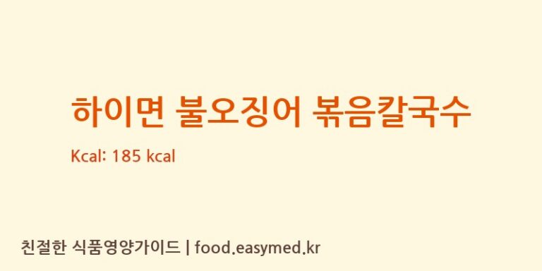 [㈜에스피씨삼립] 하이면 불오징어 볶음칼국수 영양성분 (칼로리, 단백질, 나트륨)