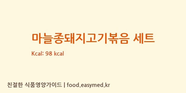 [(주)현대그린푸드 스마트푸드센터] 마늘종돼지고기볶음 세트 영양성분 (칼로리, 단백질, 나트륨)