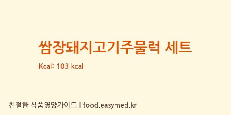 [(주)현대그린푸드 스마트푸드센터] 쌈장돼지고기주물럭 세트 영양성분 (칼로리, 단백질, 나트륨)