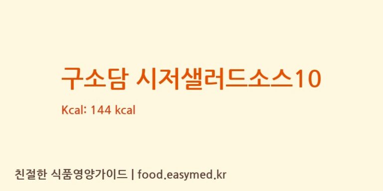 [착한맘굿쉐프] 구소담 시저샐러드소스10 다이어트 영양 정보 (당류, 단백질)