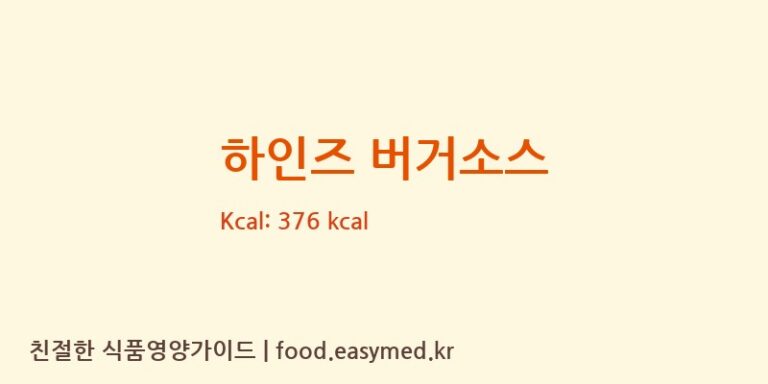 하인즈 버거소스 칼로리 및 주요 영양소 분석 (PUDLISZKISP.ZO.O.)