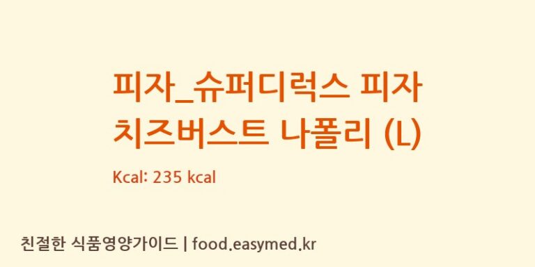 피자_슈퍼디럭스 피자 치즈버스트 나폴리 (L) 칼로리 및 주요 영양소 분석 (도미노피자)